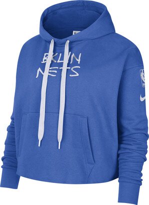 Brooklyn Nets Courtside City Edition Women's NBA Fleece Pullover Hoodie in Blue