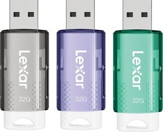 Lexar® JumpDrive® S60 32-GB USB 2.0 Flash Drives (3 Pack; Black/Teal/Purple)