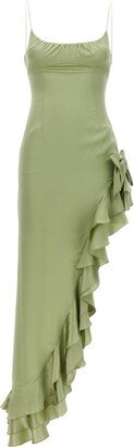 Side Bow Detailed Asymmetric Maxi Dress