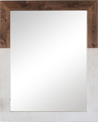 DRAKESTONE 24x31 Two Toned Farmhouse Vanity Mirror - White Wash and Walnut