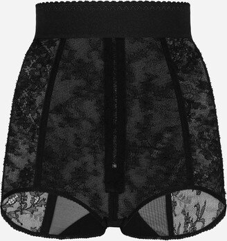 Lace high-waisted panties with elasticated waistband