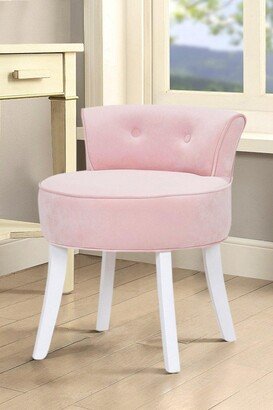 Living and Home Pink Velvet Soft Seat Low Back Dressing Footstool with White Legs