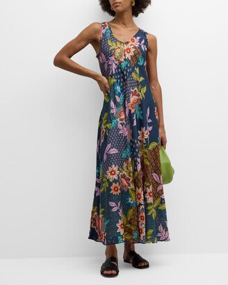 Delfino Sleeveless Floral-Print Midi Dress