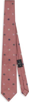 Pegaso-embroidered silk tie