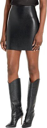 Faux Leather Mini-Skort SK08 (Black) Women's Skirt