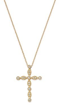 Diamond Cross Pendant Necklace in 14K Yellow Gold, 0.10 ct. t.w. - 100% Exclusive