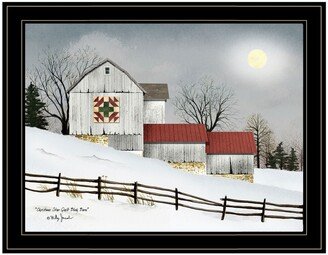 Christmas Star Quilt Block Barn by Billy Jacobs, Ready to hang Framed Print, Black Frame, 27