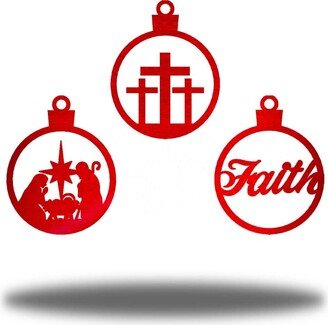 Faith Winter Christmas Ornament Bundle Metal Wall Art