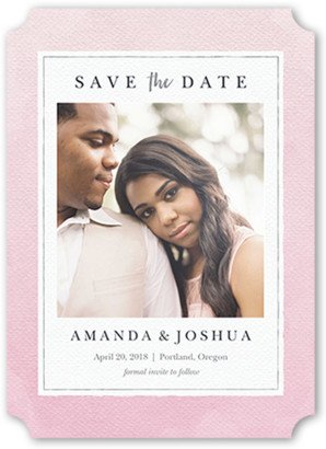 Save The Date Cards: Wondrous Watercolor Save The Date, Pink, Matte, Signature Smooth Cardstock, Ticket