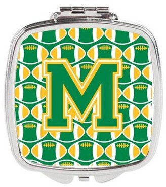 CJ1069-MSCM Letter M Football Green & Gold Compact Mirror