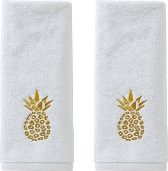 2pk Gilded Pineapple Hand Towel Set White