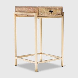 Sidney Modern Living Room Accent Table Beige/Gold