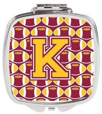 CJ1081-KSCM Letter K Football Maroon & Gold Compact Mirror