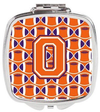 CJ1072-OSCM Letter O Football Orange, White & Regalia Compact Mirror