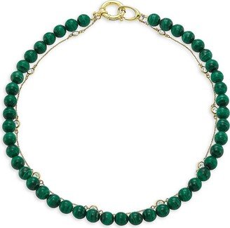 Mae + Lang Ella 14K-Gold-Plated, Malachite, & Cubic Zirconia Choker