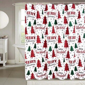 RT Designers Collection Christmas Country Forest Slub Shower Curtain 70 x 72 White/Red/Green