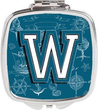 CJ2014-WSCM Letter W Sea Doodles Initial Alphabet Compact Mirror