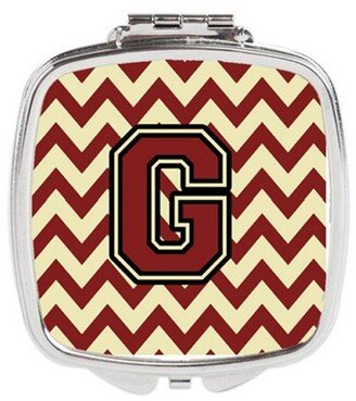 CJ1061-GSCM Letter G Chevron Maroon & Gold Compact Mirror