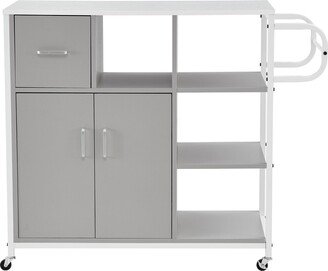 BESTCOSTY Kitchen Carts Storage Cabinet Kitchen Island Move with Roller MDF