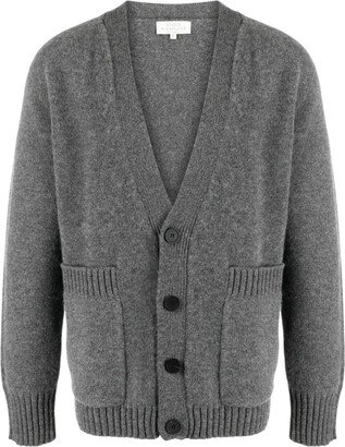 V-neck lambs-wool cardigan-AA