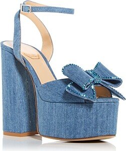 Nalebe Women's Upendi Denim High Heel Platform Sandals