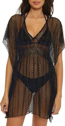 Golden Metallic Sheer Lace Cover-Up Tunic