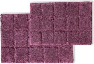 Plush and Absorbent Non-Slip Cotton Plum Checkered 2-Piece Bath Rug Set by Blue Nile Mills