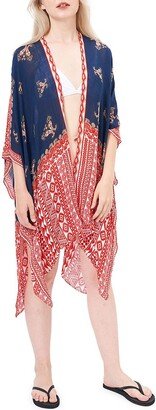 Save The Ocean Folk Paisley Chiffon Cover-Up Kimono