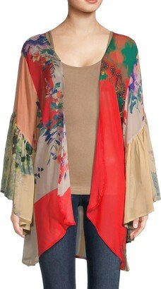 Mystical Garden Floral Print Bell Sleeve Ruana