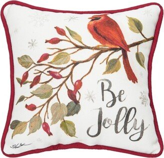 8 x 8 Be Jolly Cardinal Petite Printed Christmas Throw Pillow