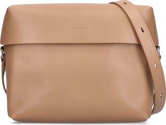 Lid leather crossbody bag