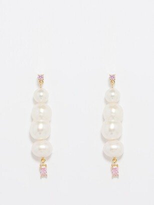 Mismatched Pearl, Crystal & Gold-vermeil Earrings