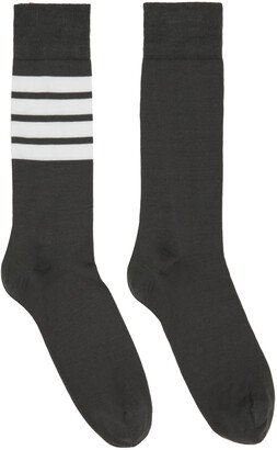 Gray 4-Bar Mid-Calf Socks