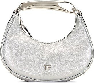 Laminated Bianca Mini Hobo Bag in Metallic Silver