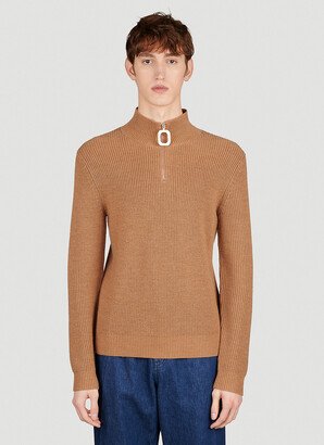 Half Zip Knit Sweater - Man Knitwear Brown L