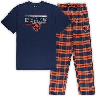 Men's Concepts Sport Navy, Orange Chicago Bears Big and Tall Flannel Sleep Set - Navy, Orange