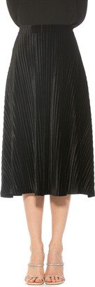 Alania Pleated Velvet Midi Skirt