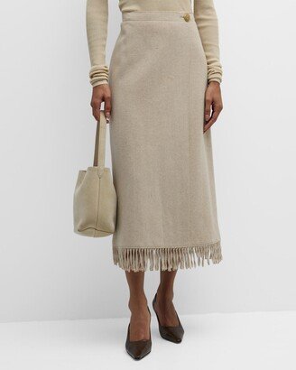 Ciarra Fringe-Trim Midi Skirt