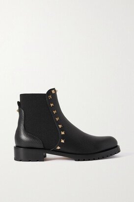 Rockstud Beatle Textured-leather Chelsea Boots - Black