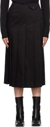 Black Pleated Midi Skirt