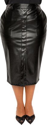 BUXOM COUTURE Faux Leather Midi Pencil Skirt