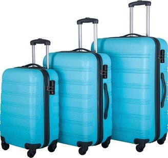 EDWINRAY Luggage Sets 3 Piece Suitcase Set 20/24/28 Hardside Suitcase, Blue