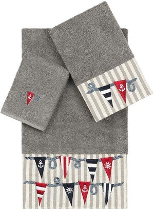 Ethan 3-Piece Embellished Towel Set - Dark Gray