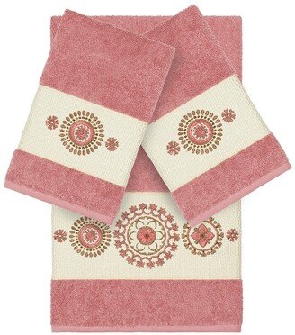 Isabell 3-Piece Embellished Towel Set - Tea Rose