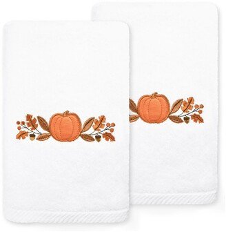 Harvest Bounty Embroidered Luxury 100% Turkish Cotton Hand Towels - Set of 2