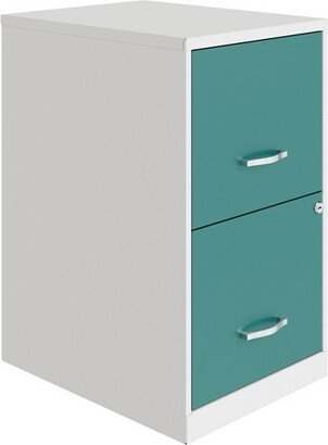 Space Solutions 18 Deep Letter Width Vertical File Cabinet - Pearl and Teal