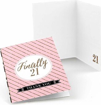 Big Dot of Happiness Finally 21 Girl - 21st Birthday - Party Thank You Cards (8 count)