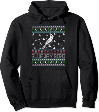 Blue Jay Bird Ugly Christmas Costume Outfits Ugly Christmas Sweaters Men Women Xmas Ugly Blue Jay Bird Pullover Hoodie