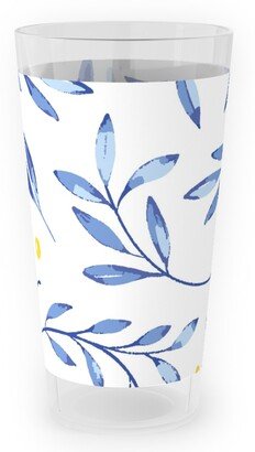 Outdoor Pint Glasses: Blue Leaves With Berries Outdoor Pint Glass, Blue