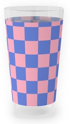 Outdoor Pint Glasses: Fun Checkers - Pink And Purple Outdoor Pint Glass, Pink